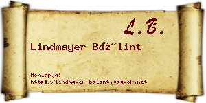 Lindmayer Bálint névjegykártya
